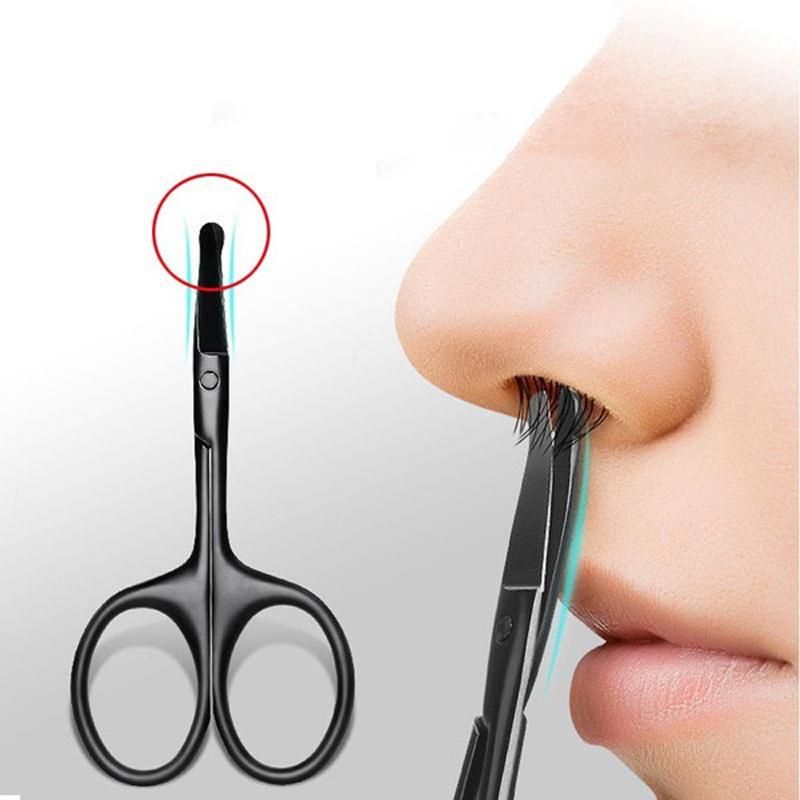 1PC Nose Hair Scissors Unisex Stainless Steel Black