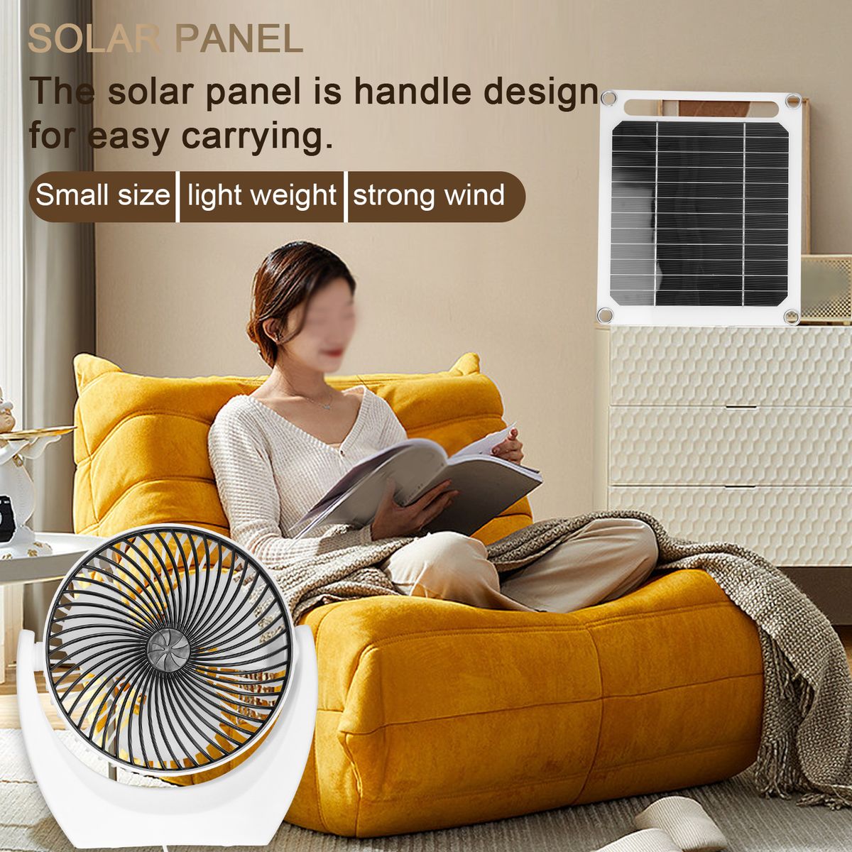 Portable 6W Solar Powered Fan Set Solar Panel