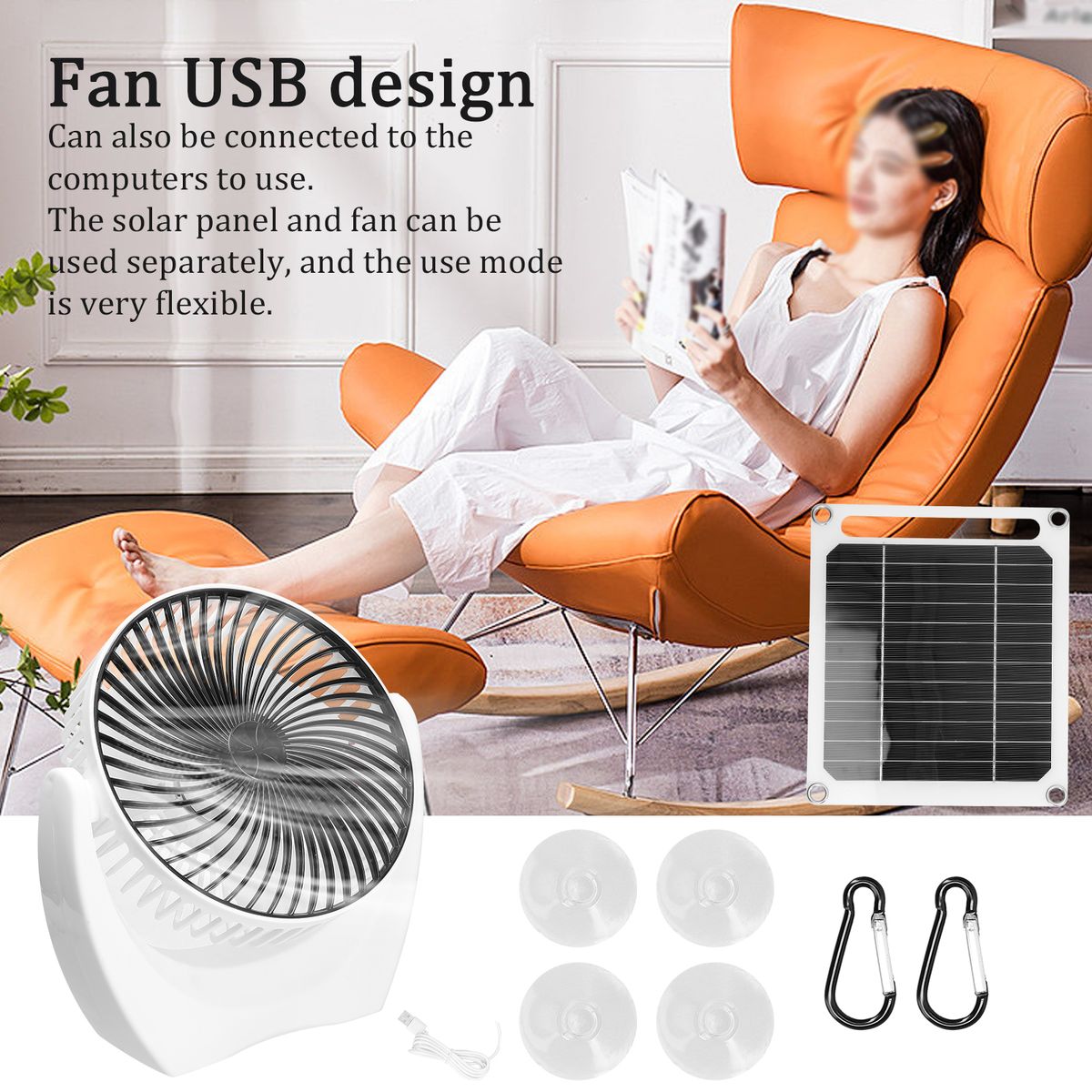 Portable 6W Solar Powered Fan Set Solar Panel