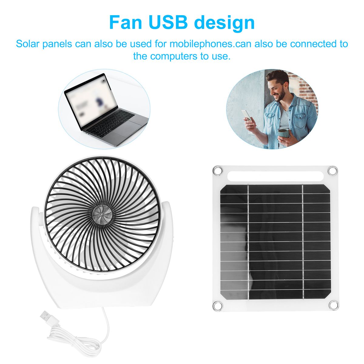 Portable 6W Solar Powered Fan Set Solar Panel