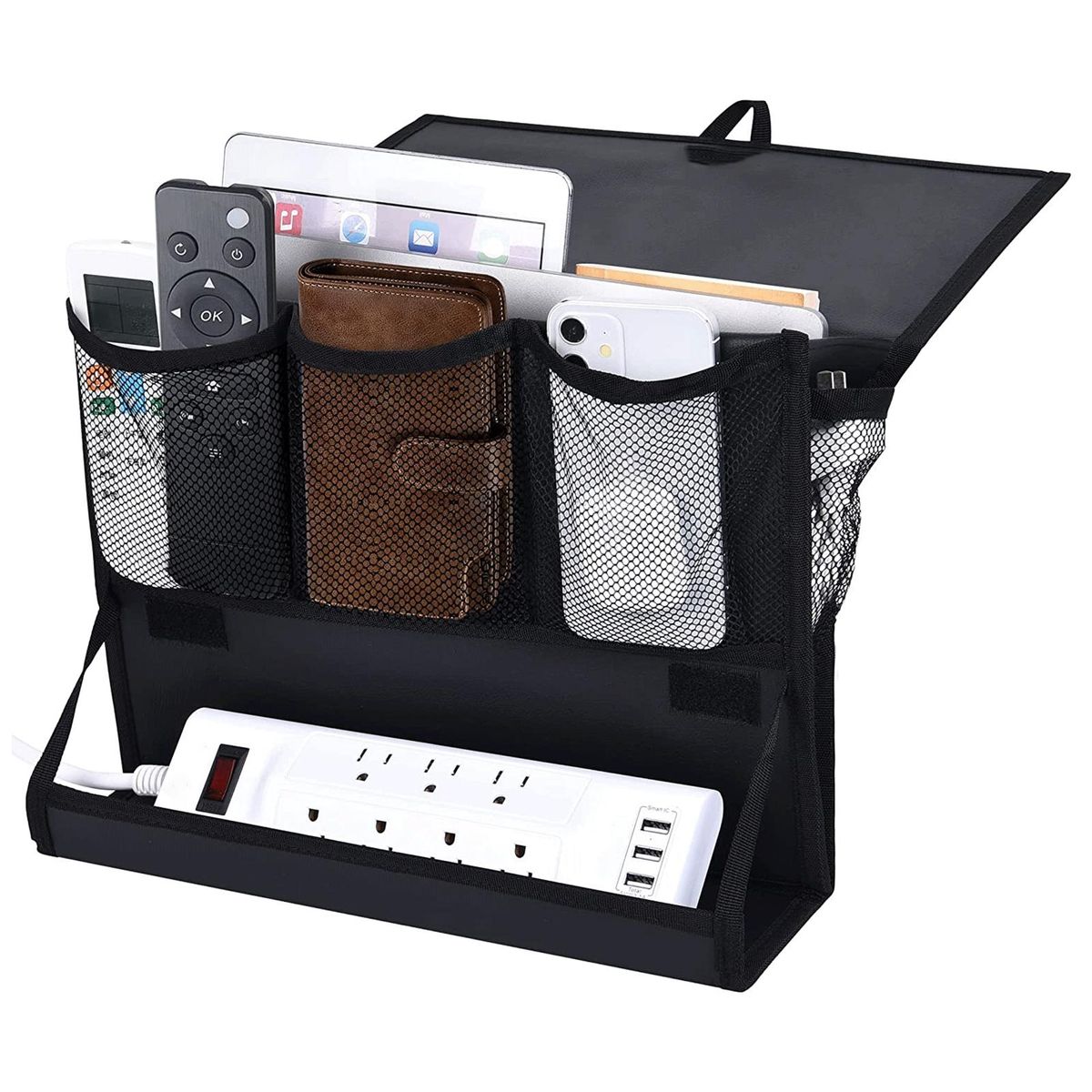 Tear-resistant Bedside Caddy Bedside Essentials Organizer for Remotes Black