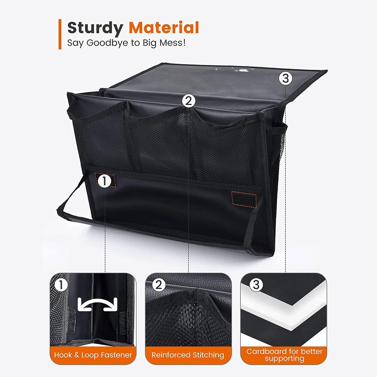 Tear-resistant Bedside Caddy Bedside Essentials Organizer for Remotes Black