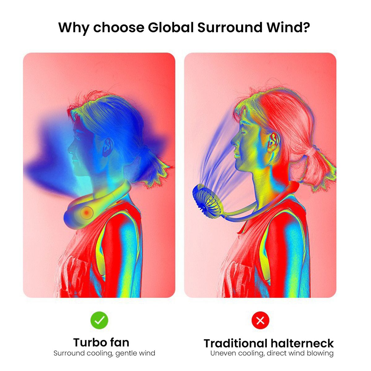 Portable Neck Fan Hands Rechargeable Personal Fan