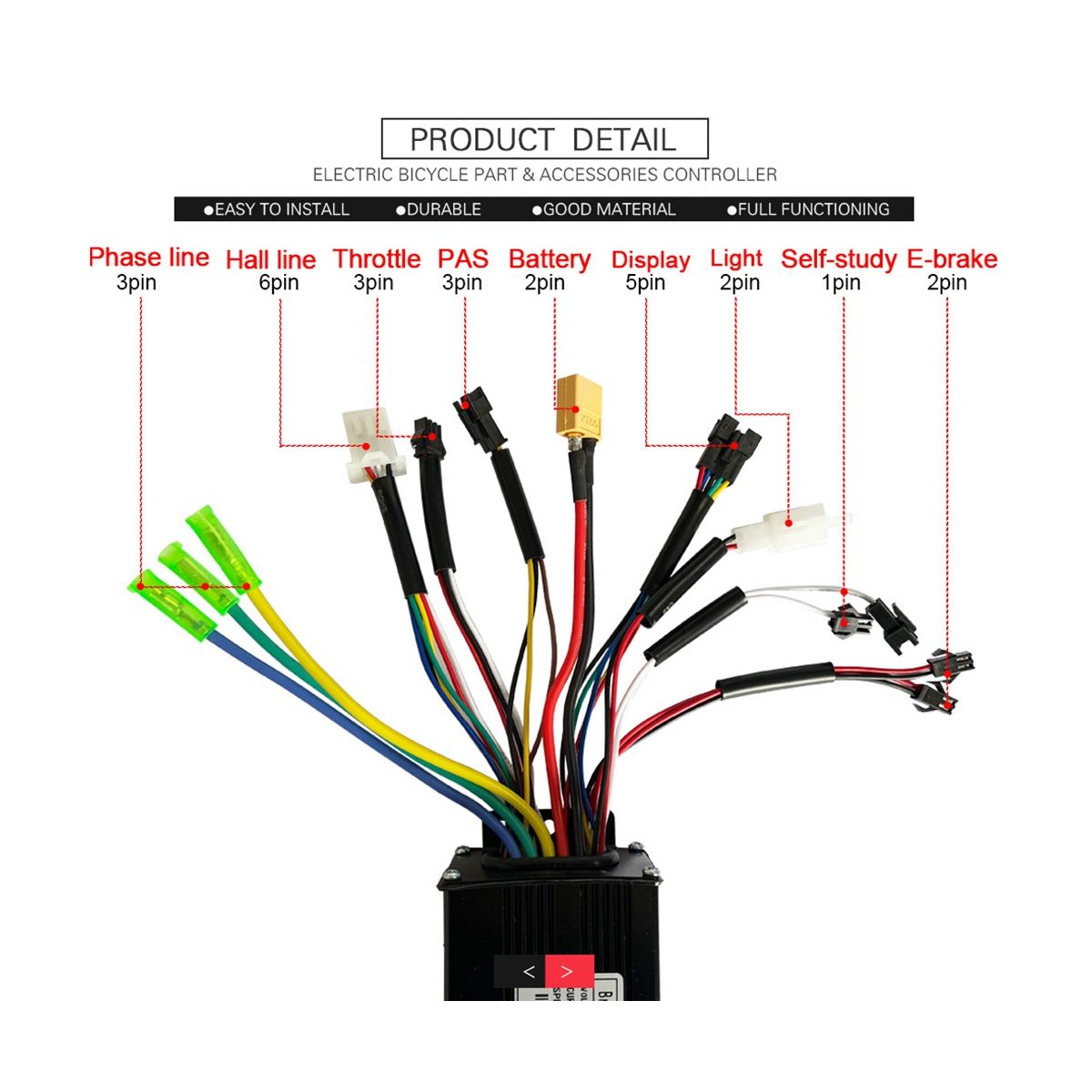 24V/36/48V E-Bike Sine Wave 26A 500/750W SM Three Mode Brushless Controller Electric Scooter Electric Bicycle Accessorie