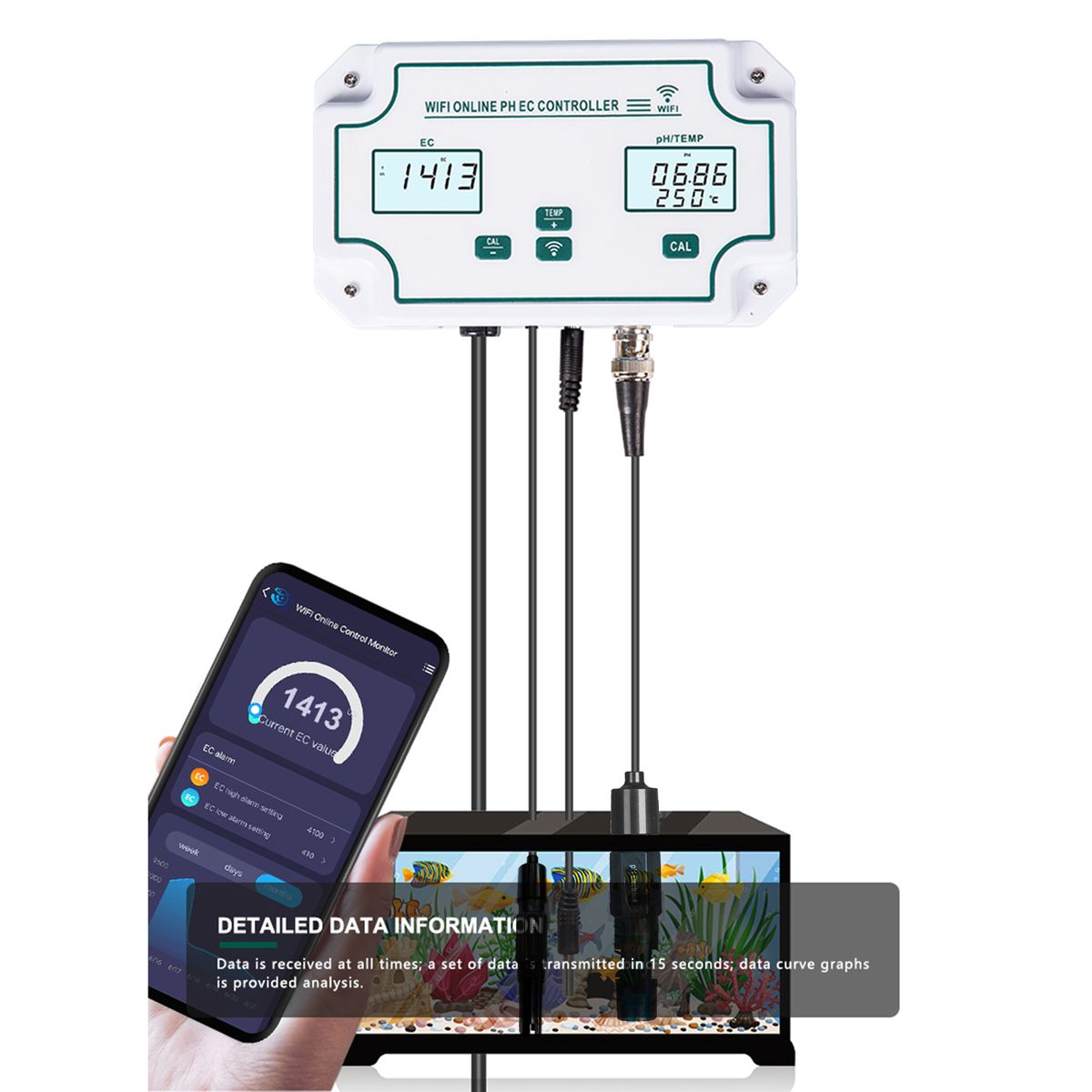 3-in-1 PH/EC/TEMP Water Quality Detector Wireless WiFi