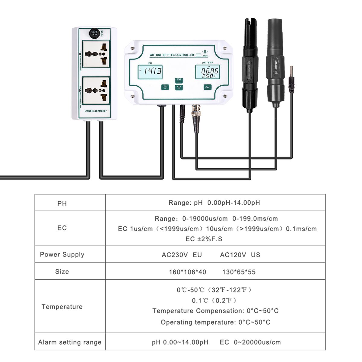 3-in-1 PH/EC/TEMP Water Quality Detector Wireless WiFi