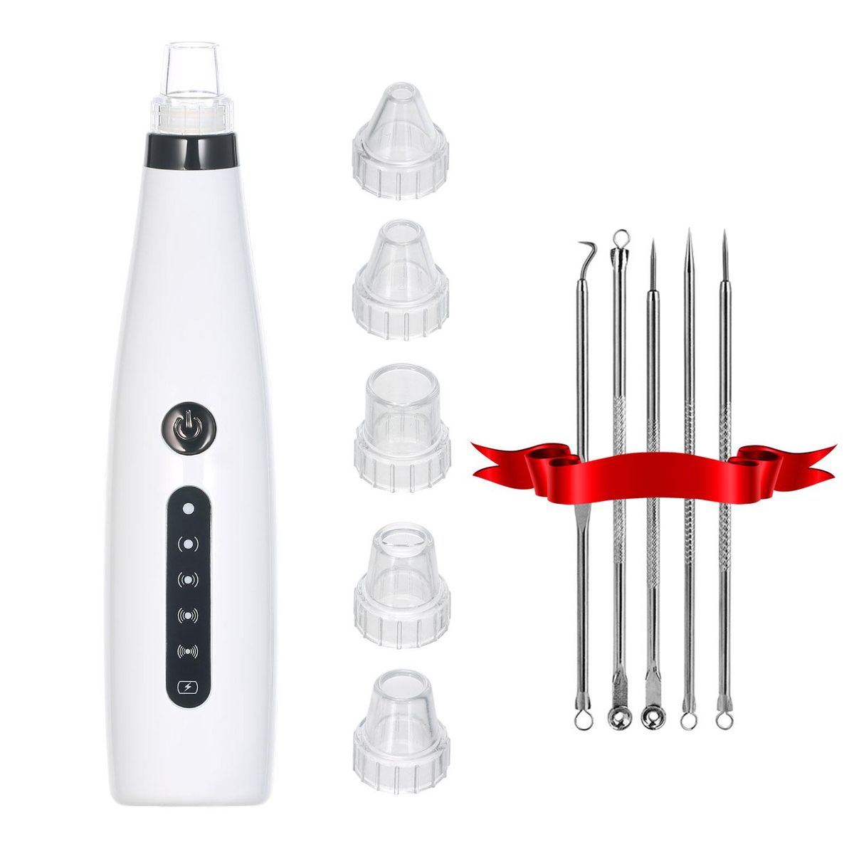 Portable Blackhead Remover Electric Blackhead Suction Device with 6 Suction Probes and 5 Adjustable Suction Force 5PCs Acne Removing Tools -USB Rechargeable
