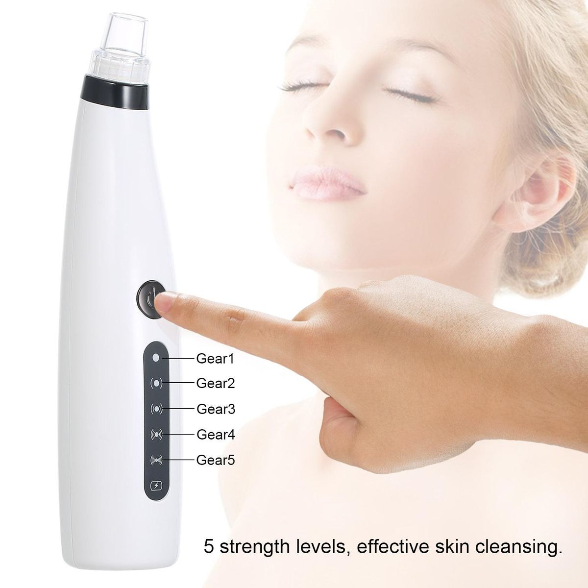 Portable Blackhead Remover Electric Blackhead Suction Device with 6 Suction Probes and 5 Adjustable Suction Force 5PCs Acne Removing Tools -USB Rechargeable