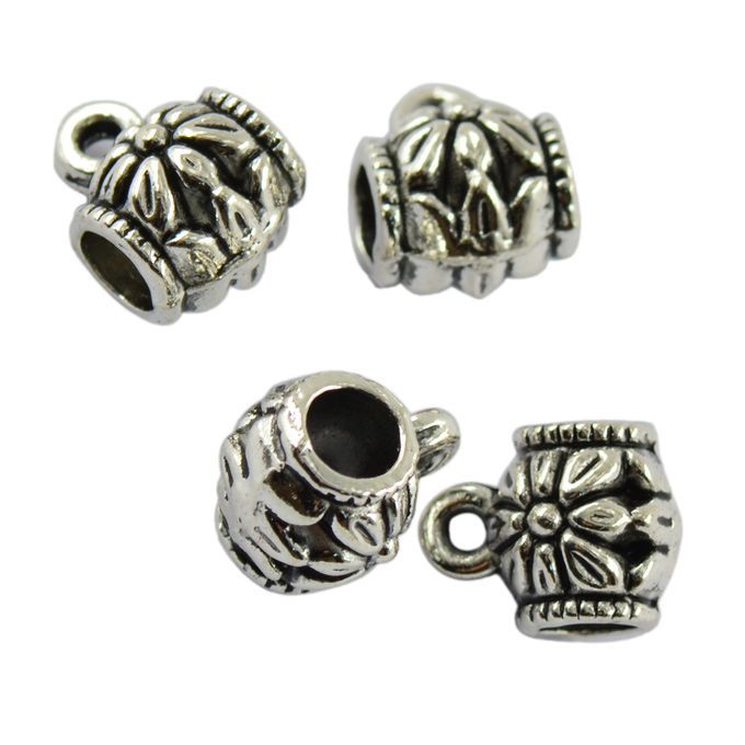 50Pcs Tibetan Silver Charms Connector Spacer Bail Beads 8x7mm Jewelry