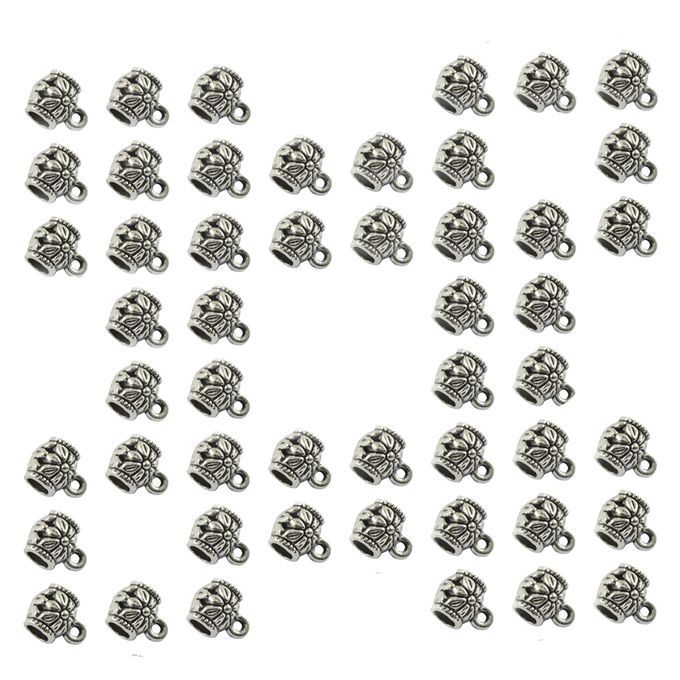 50Pcs Tibetan Silver Charms Connector Spacer Bail Beads 8x7mm Jewelry