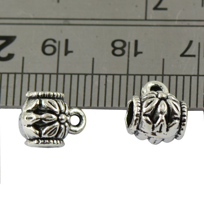 50Pcs Tibetan Silver Charms Connector Spacer Bail Beads 8x7mm Jewelry