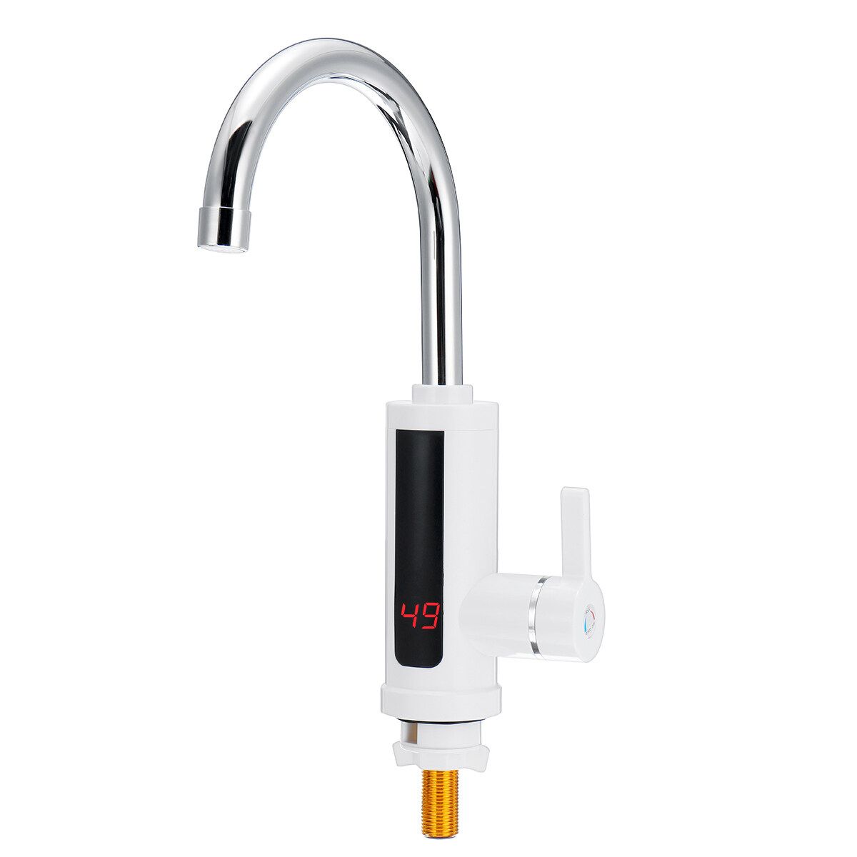 (Portrait Screen) Hot & Cold Dual-use 360° Electric Heater LED Faucet Tap Instant Hot Water Bathroom Kitchen Fast Heat 220V-Stainless Steel White