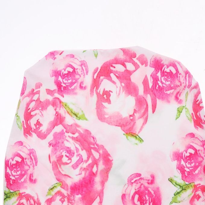 Baby Floral Swaddle Blanket Headband Set,Receiving Blanket Pink Rose