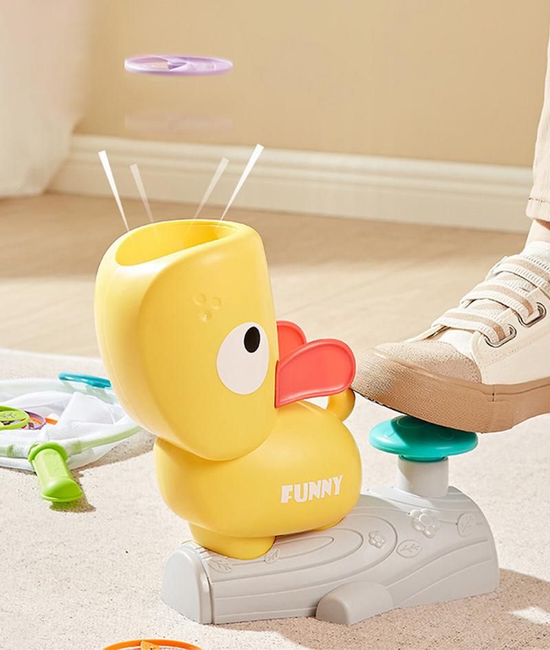 Dog Flying Disc Launcher Toy Interactive Fetch Toy (Yellow)