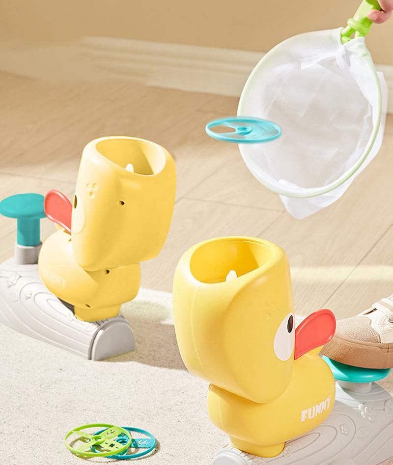 Dog Flying Disc Launcher Toy Interactive Fetch Toy (Yellow)