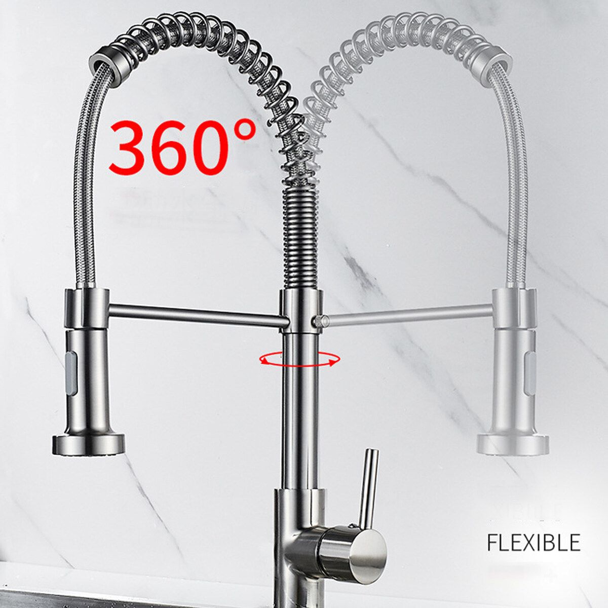 Bathroom Faucet 360° Rotating Chrome Copper With Pull Down Hose Spray Single Handle Lever Hot And Cold Tap Water Basin Kitchen Sink Wash Home Brushed
