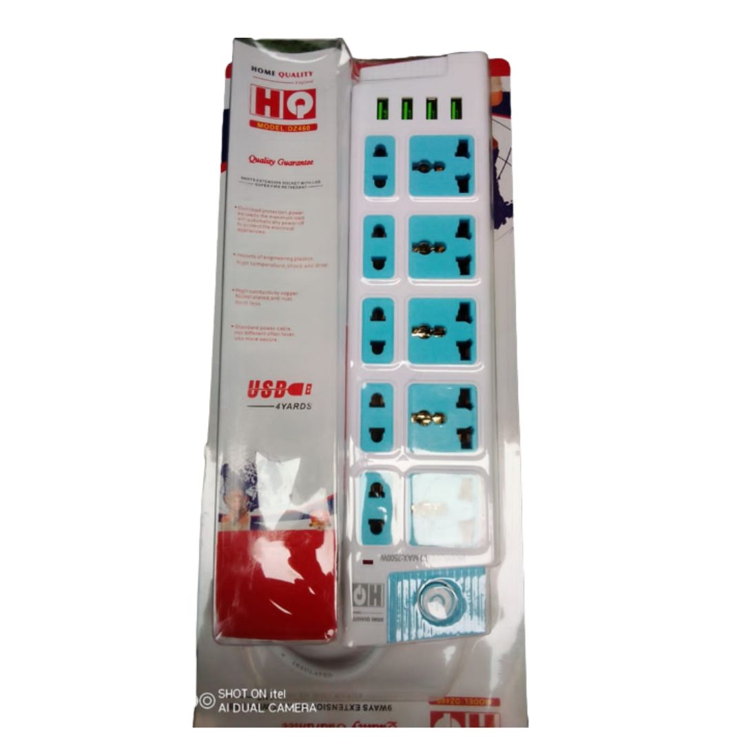 Home Quality 5WAY +2 Pin + 4 USB Ports EXTENSION SOCKET