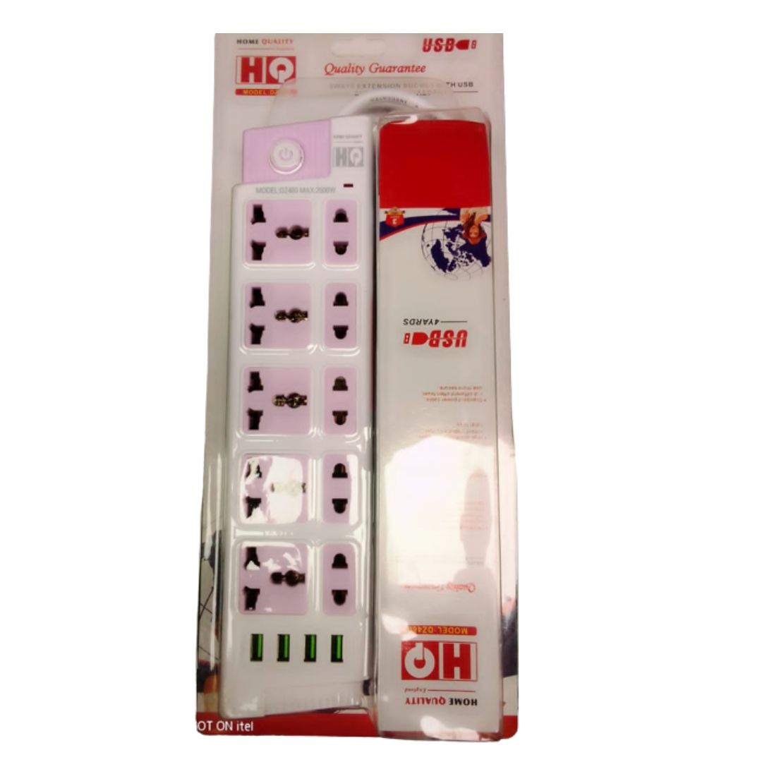 Home Quality 5WAY +2 Pin + 4 USB Ports EXTENSION SOCKET