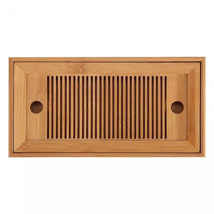 2 PCS Bamboo Tea Trays Kung Fu Tea Accessories Tea Tray Table With Drain Rack