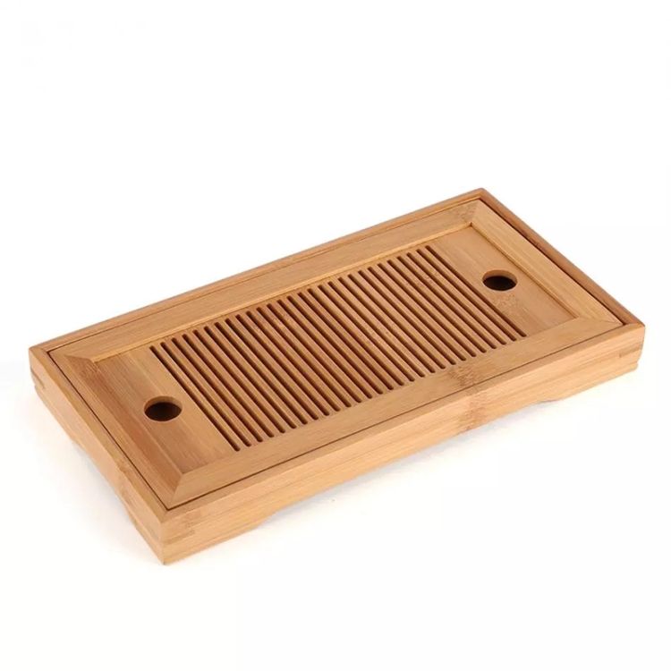 2 PCS Bamboo Tea Trays Kung Fu Tea Accessories Tea Tray Table With Drain Rack