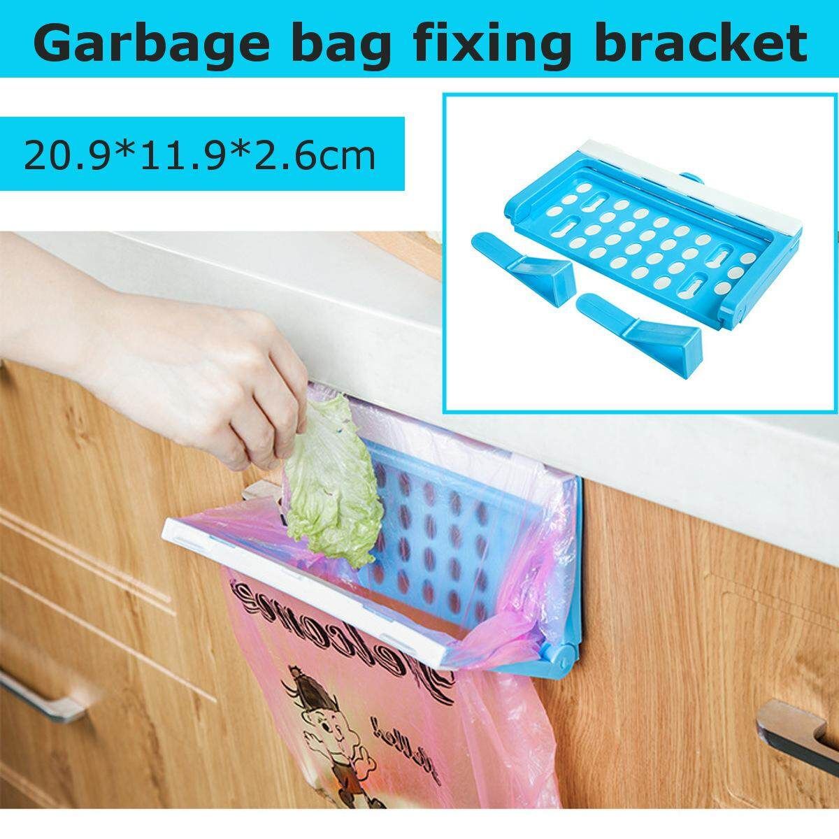Kitchen Daily Rubbish Container Rack Hanging Plastic Trash Bag Holder Storage Rack Fixing Bracket