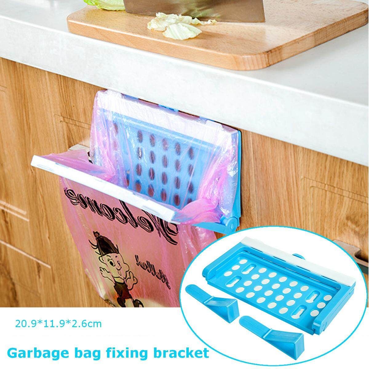 Kitchen Daily Rubbish Container Rack Hanging Plastic Trash Bag Holder Storage Rack Fixing Bracket