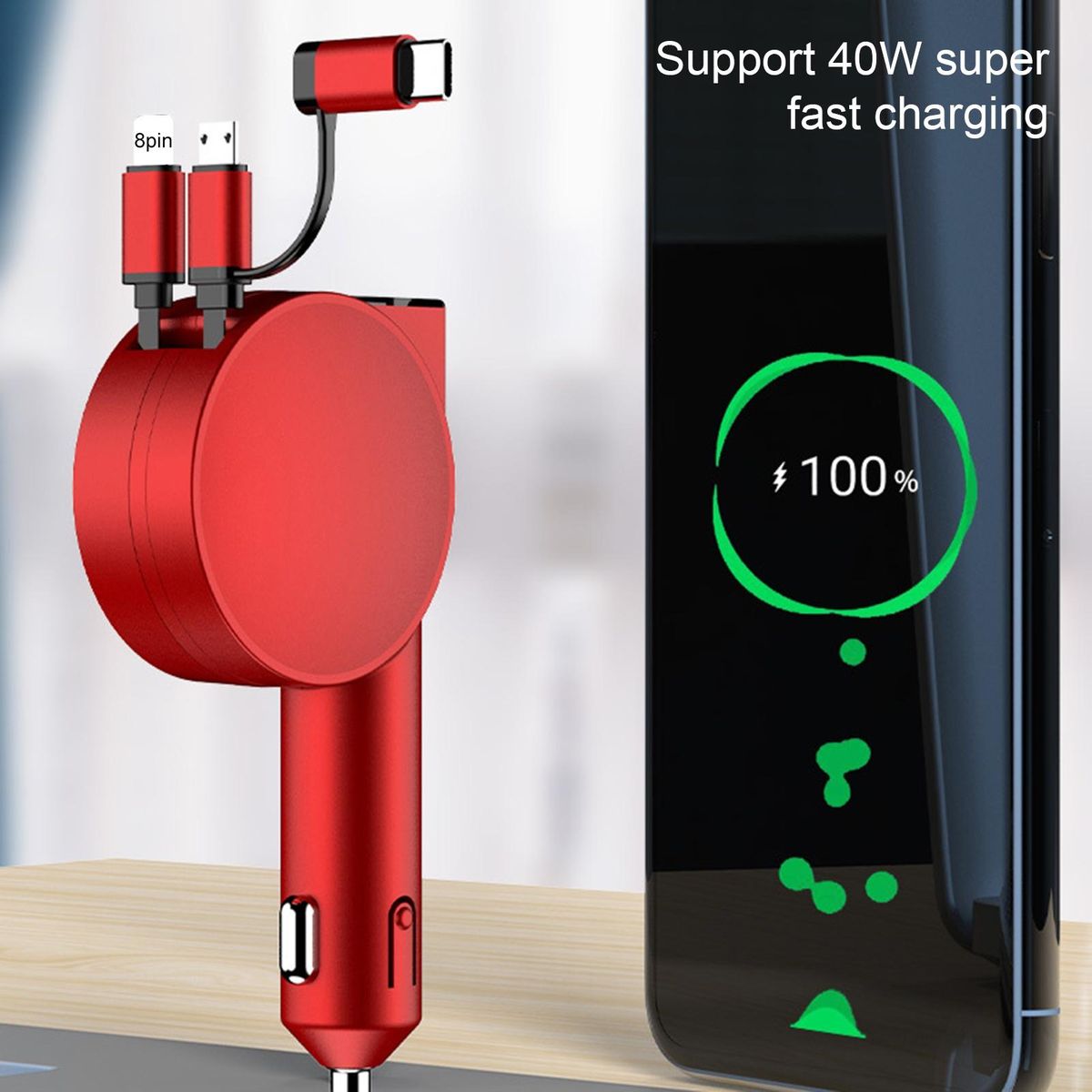 Car Charger Adapter 3 Ports Car Charger Socket Red