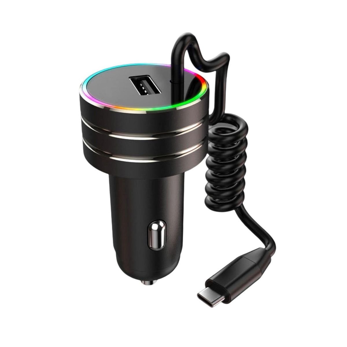 Car Charger Adapter USB Type-C Ports Car Phone Charger Black