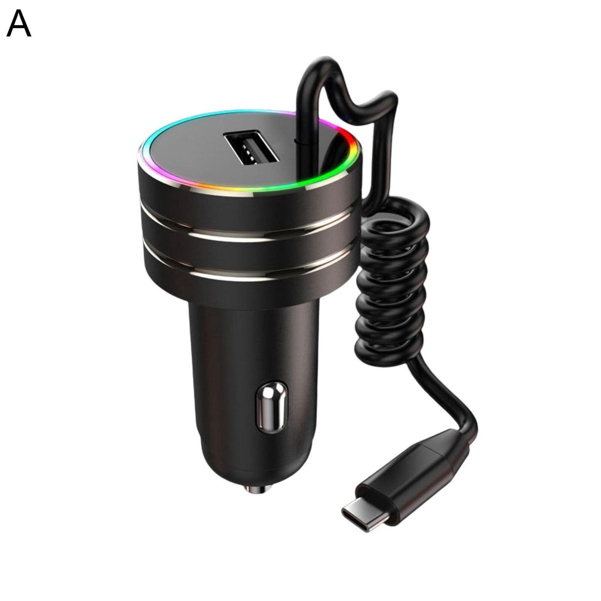 Car Charger Adapter USB Type-C Ports Car Phone Charger Black
