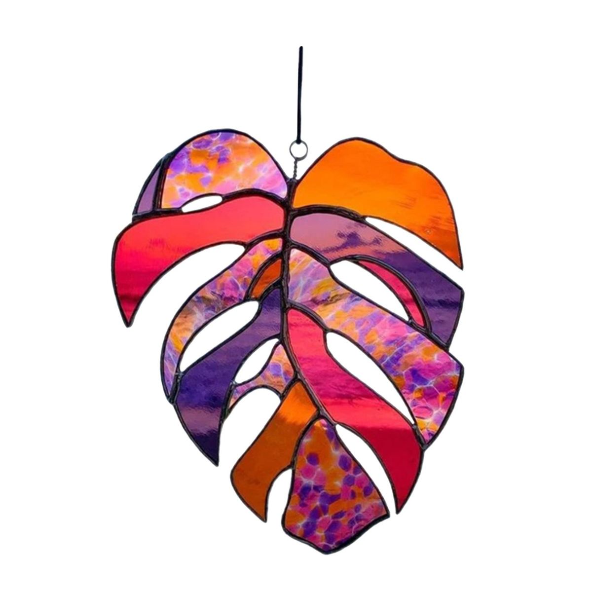 Stained Glass Panel Window Hanging Acrylic Decorative Outdoor Leaf