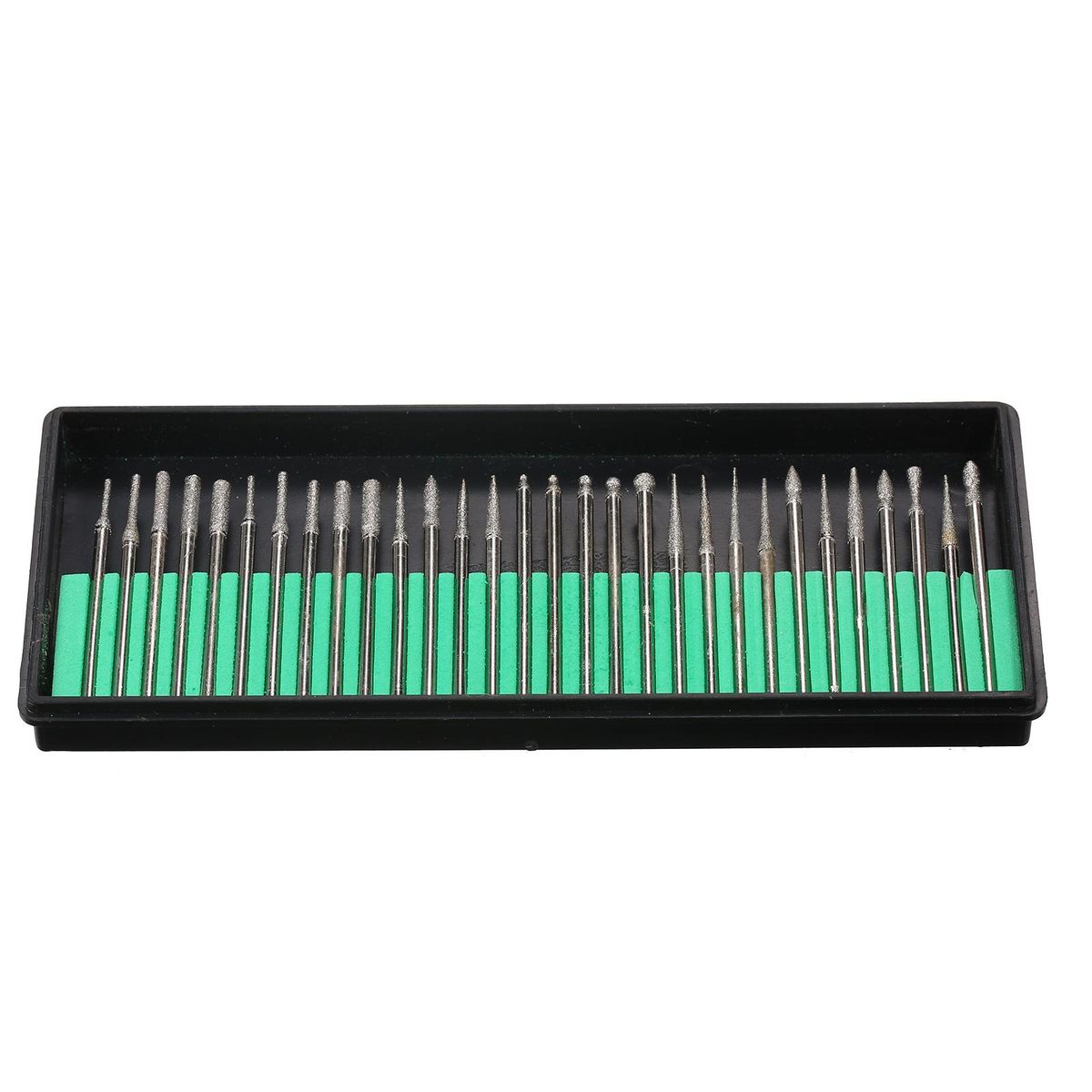 30Pcs Diamond Burr Bits Carving Drill Bits Diamond Burr Bits Drill Kit for Rotary Tool Metal Woodworking Router Grinding Engraving Carving 1/8''(3mm) Shank