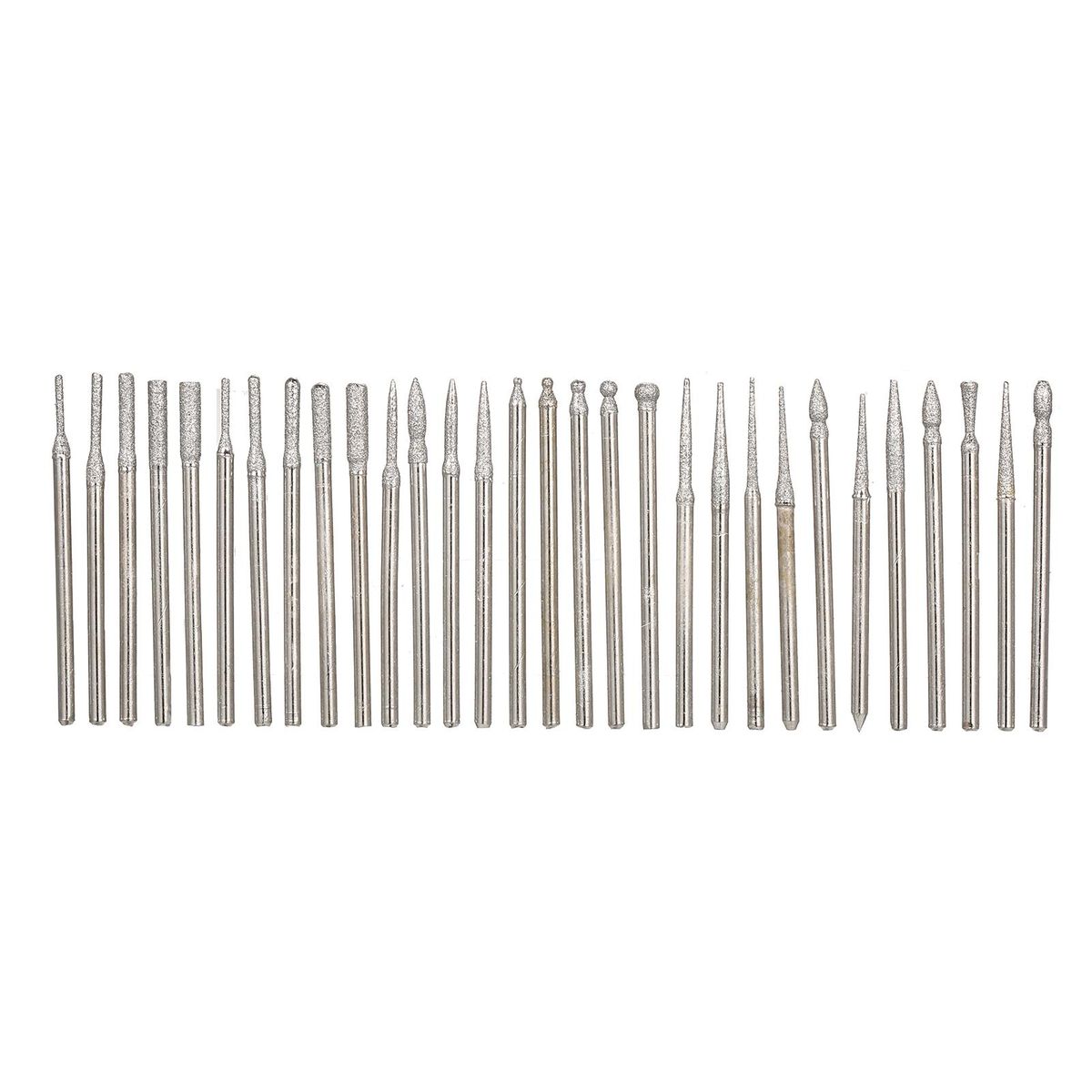30Pcs Diamond Burr Bits Carving Drill Bits Diamond Burr Bits Drill Kit for Rotary Tool Metal Woodworking Router Grinding Engraving Carving 1/8''(3mm) Shank