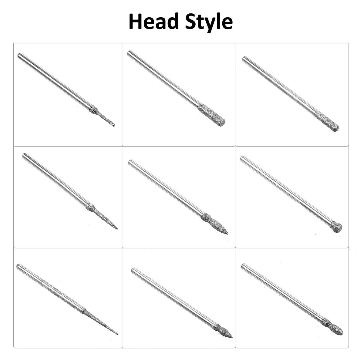 30Pcs Diamond Burr Bits Carving Drill Bits Diamond Burr Bits Drill Kit for Rotary Tool Metal Woodworking Router Grinding Engraving Carving 1/8''(3mm) Shank