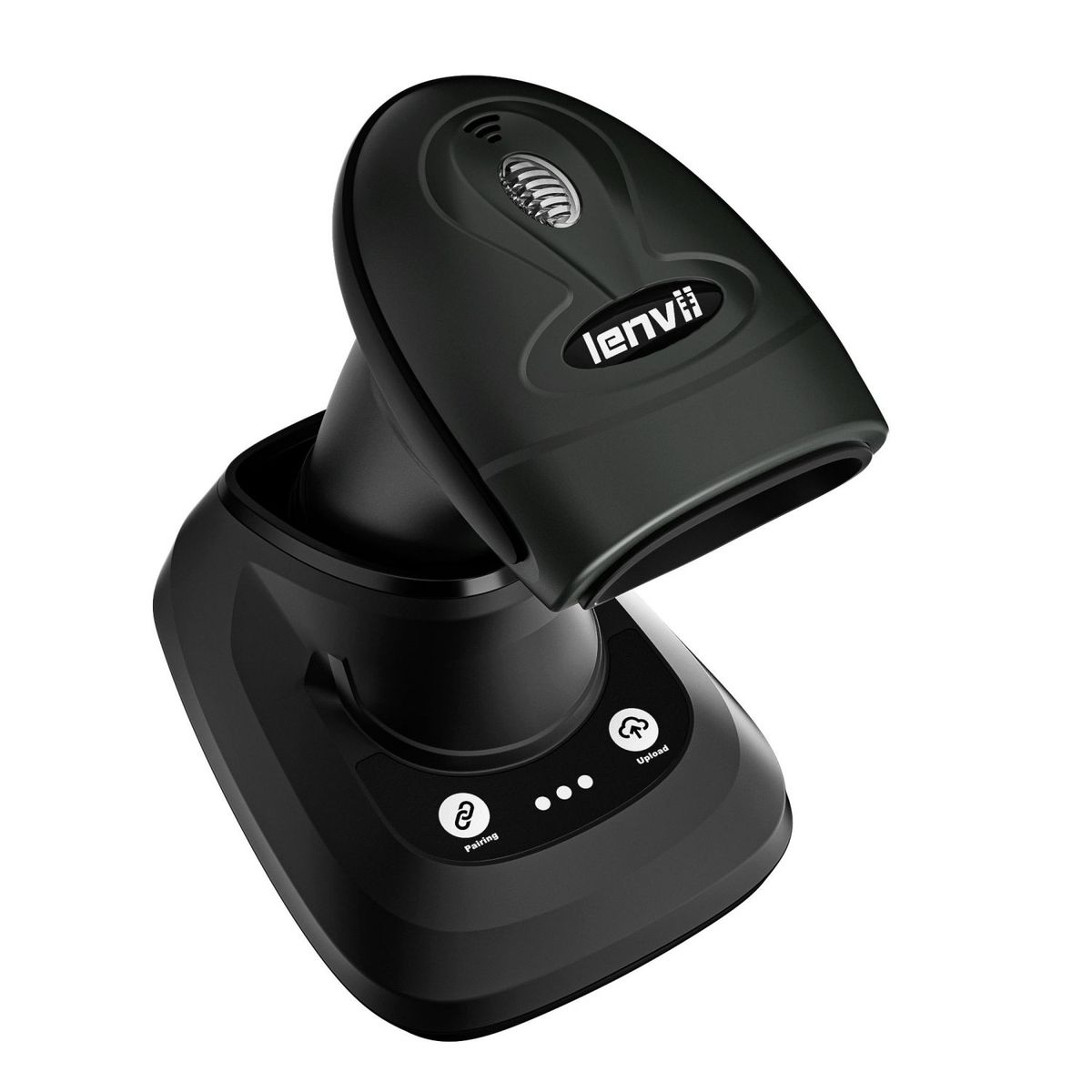 CW200 Bluetooth & Wireless 2D Barcode Scanner Handheld QR Code Scanner USB Wired 1D Barcode Reader 3 In 1 With Charging Base Use For Store,Supermarket, Warehouse Support Android,iOS（BLACK）