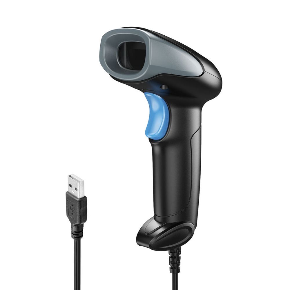 C100 Handheld Wired Barcode Scanner 1D Code Laser Barcode Reader, Black