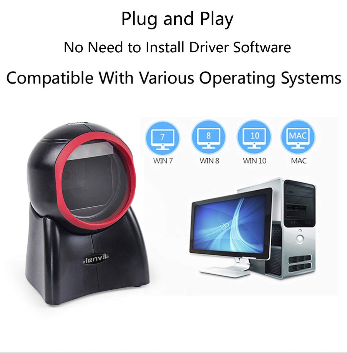E655 2D Classical Desktop Bar Code Reader,Economical Bar Code Scanner,1D 、2D、QR-code Bar Code Scanner For Logistics, Supermarket, Warehouse