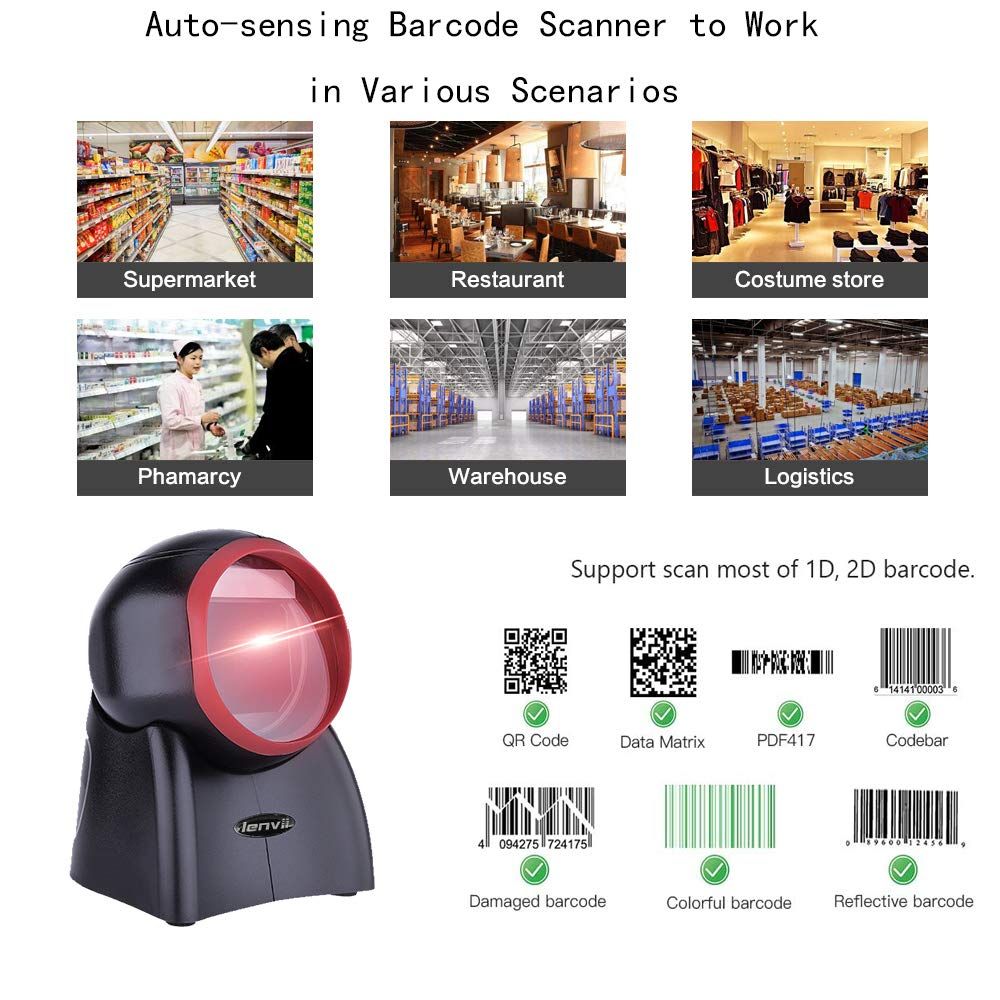 E655 2D Classical Desktop Bar Code Reader,Economical Bar Code Scanner,1D 、2D、QR-code Bar Code Scanner For Logistics, Supermarket, Warehouse