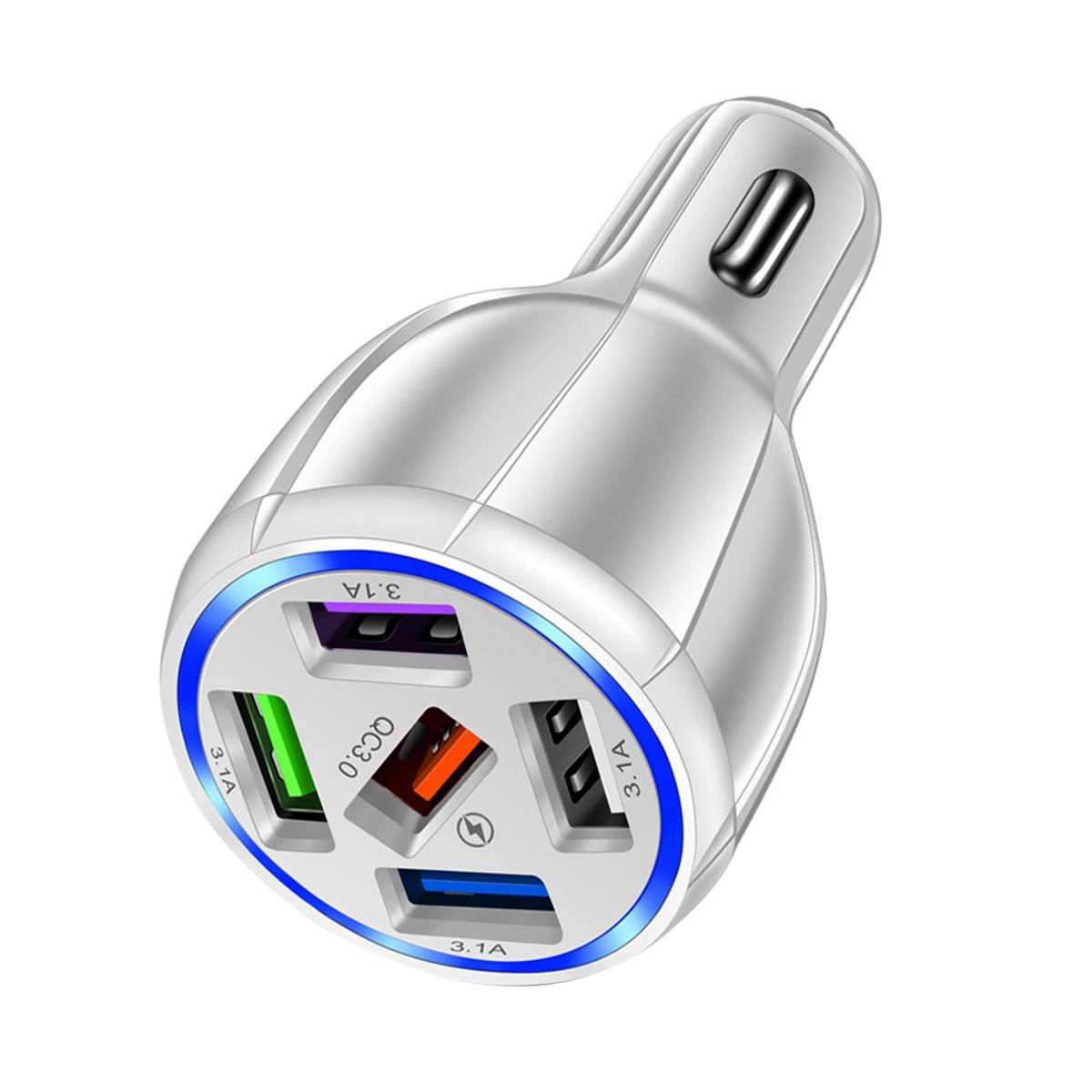 USB Charger 5 Ports Car Phone Charger White