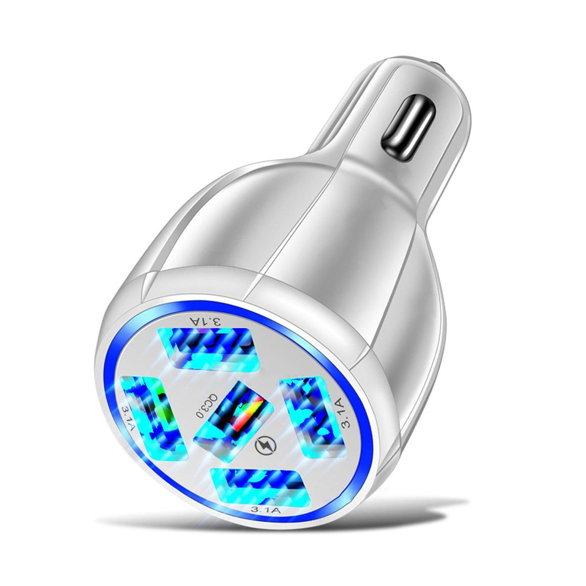 USB Charger 5 Ports Car Phone Charger White