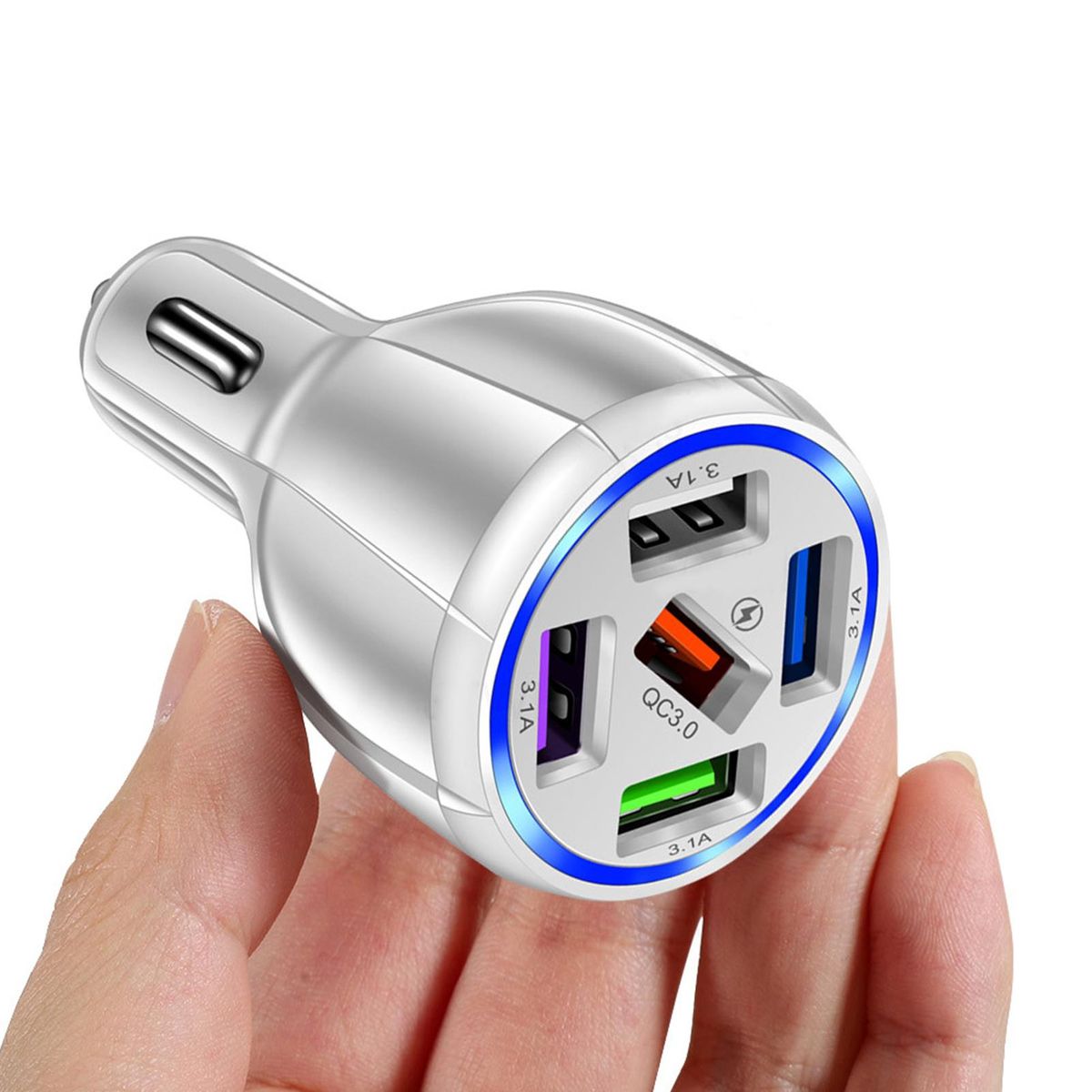 USB Charger 5 Ports Car Phone Charger White