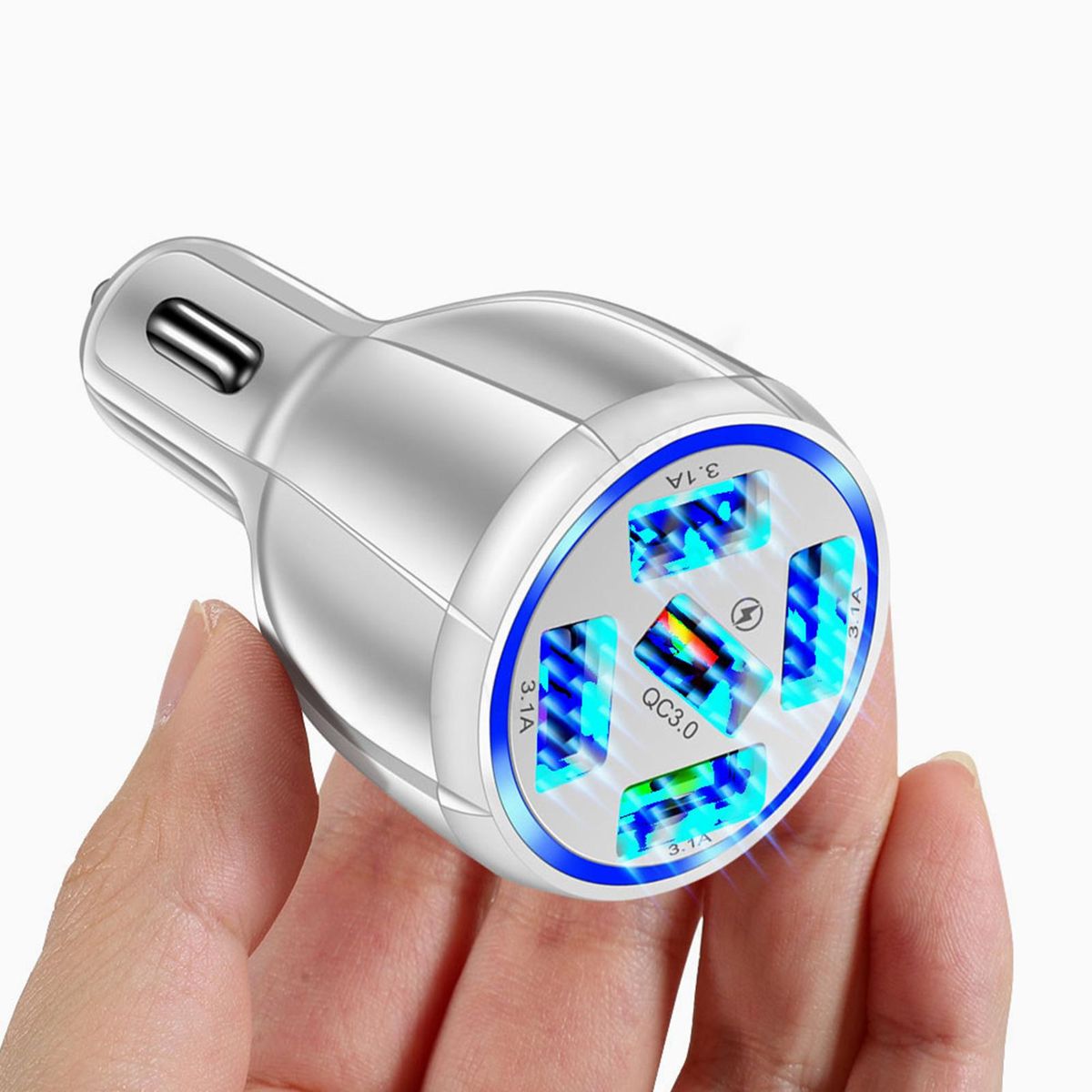 USB Charger 5 Ports Car Phone Charger White