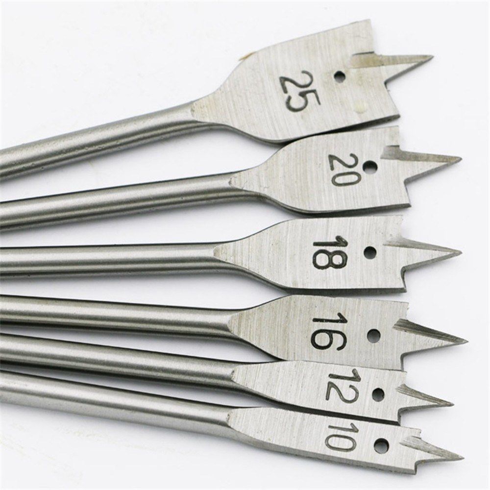 6Pcs Wood Flat Drill Sets 10mm-25mm Steel Woodworking Spade