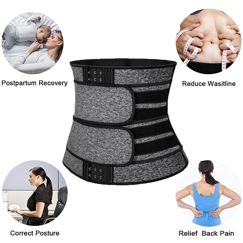 Men Sauna Sweat Trimmer Modeling Ss Compression Girdle Weight Loss Waist Trainer Slimming Body Shaper Fitness Belt-Single Belt Black