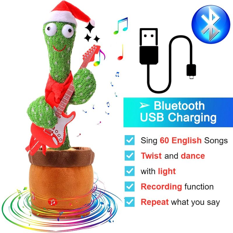 You Say Soft Plush Electric Speaking Cactus Bluetooth Guitar
