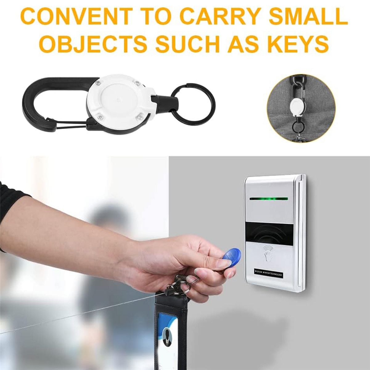 Heavy Duty Retractable Keychain, 4Pcs Retractable Badge Holder, Retractable ID Badge Reel Heavy Duty Reel Clips (White)