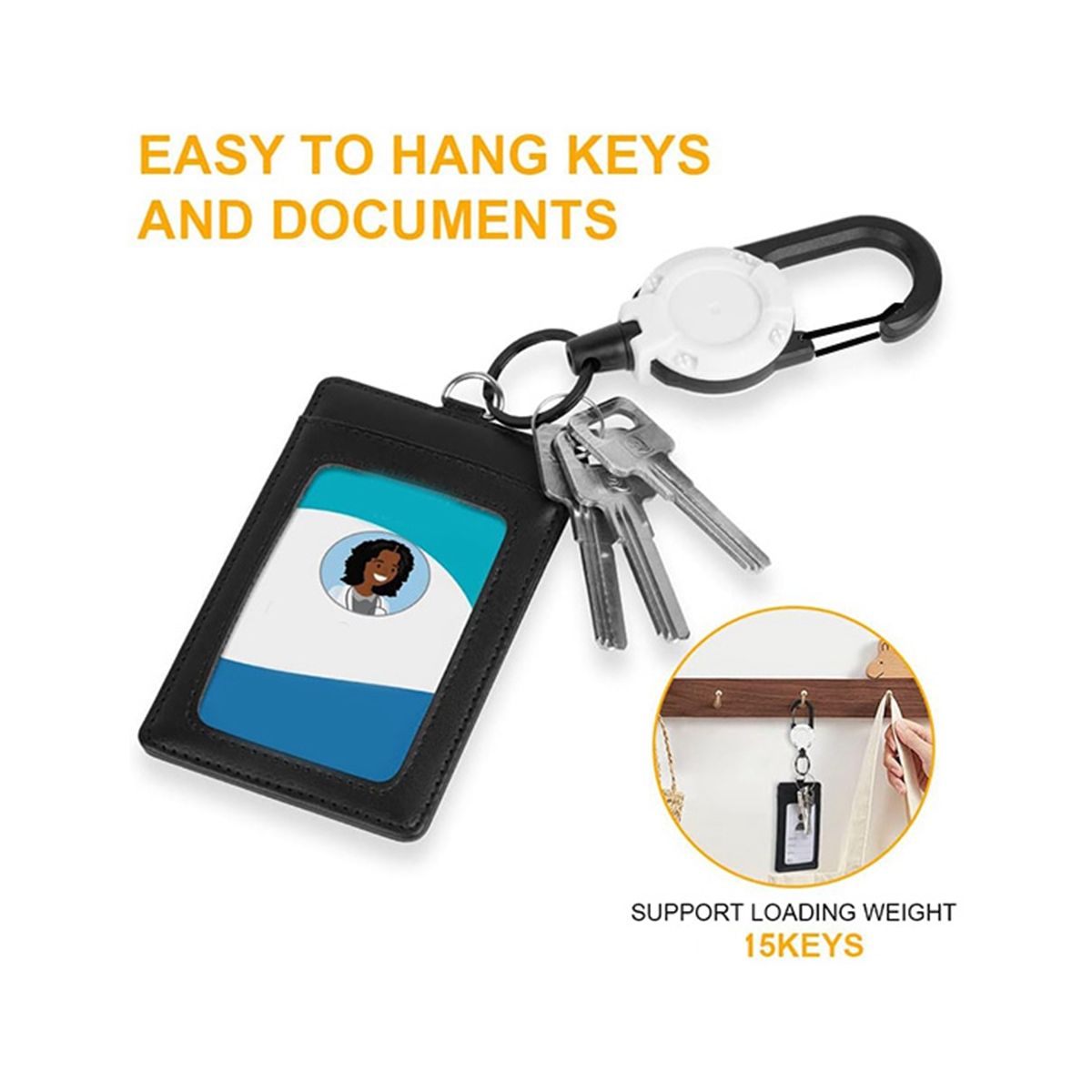 Heavy Duty Retractable Keychain, 4Pcs Retractable Badge Holder, Retractable ID Badge Reel Heavy Duty Reel Clips (White)