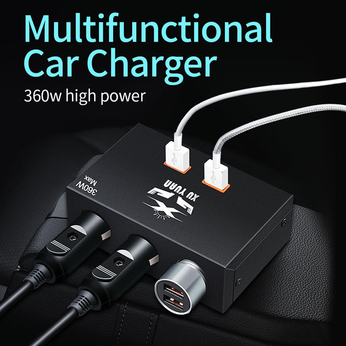 USB Car Charger QC3.0 High Efficiency Car Phone Charger Black