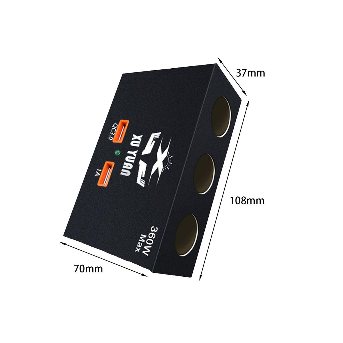 USB Car Charger QC3.0 High Efficiency Car Phone Charger Black