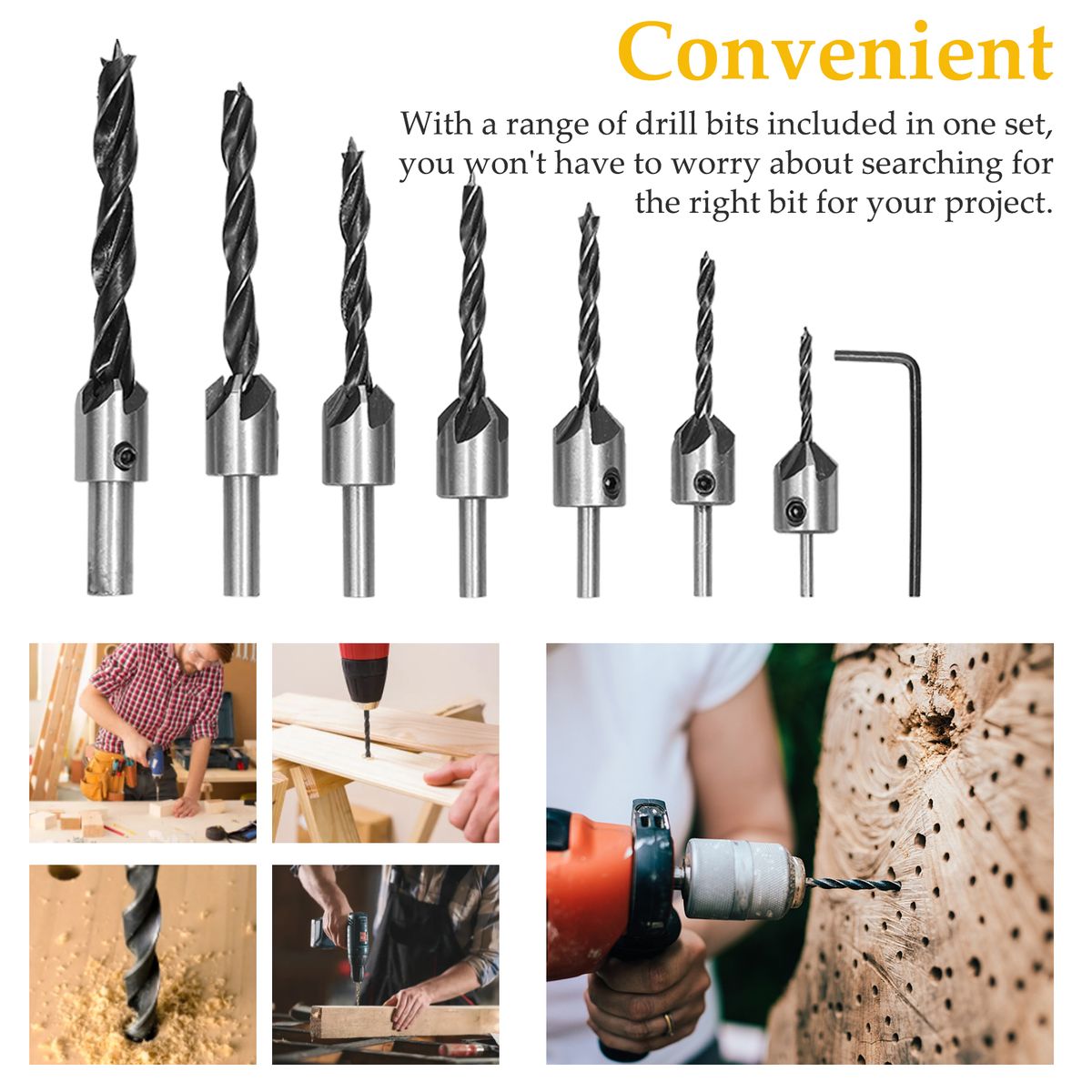 26pcs Woodworking Chamfer Drilling Tools Drill Bits Set Wood
