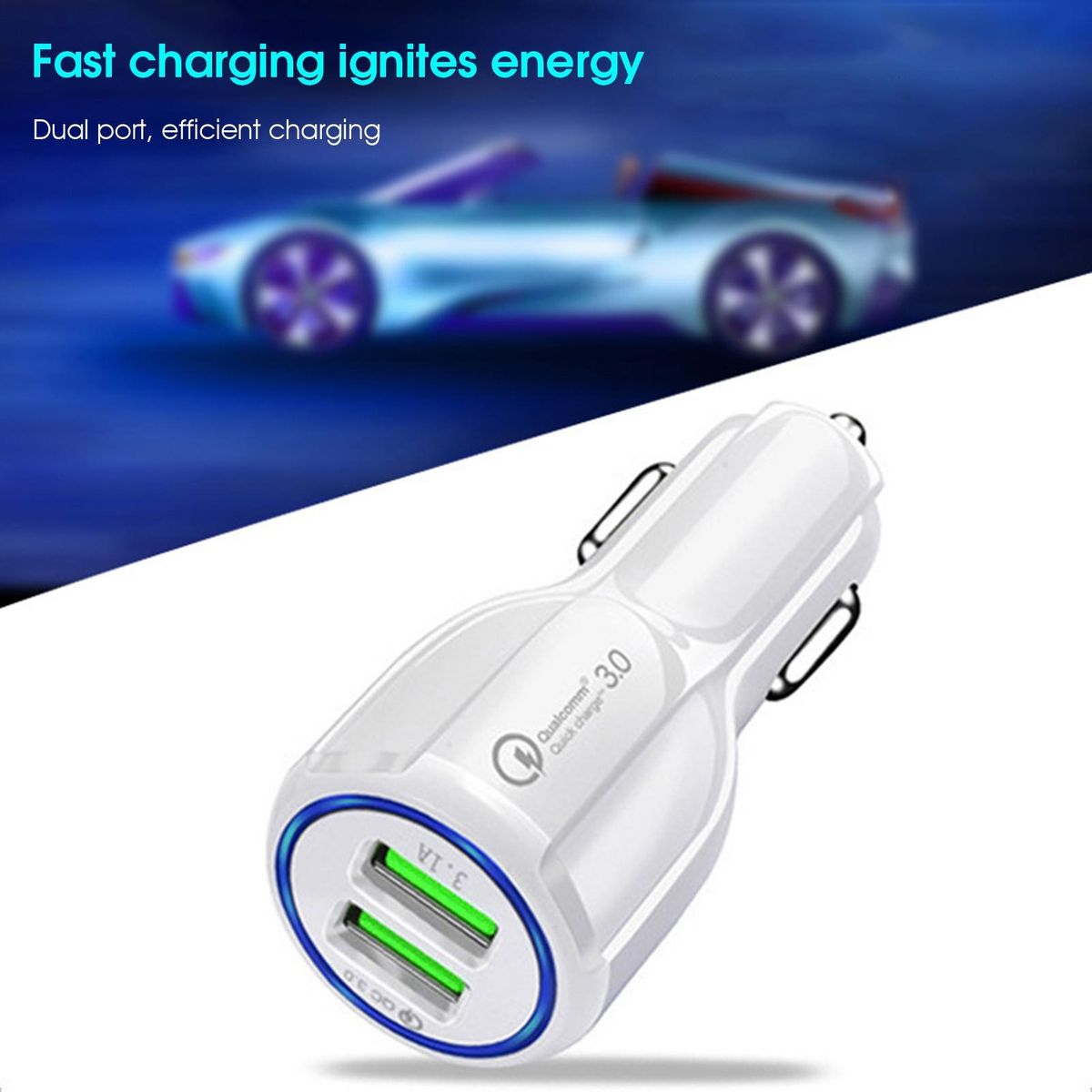 Car Charger QC3.0 USB Car Phone Charger White